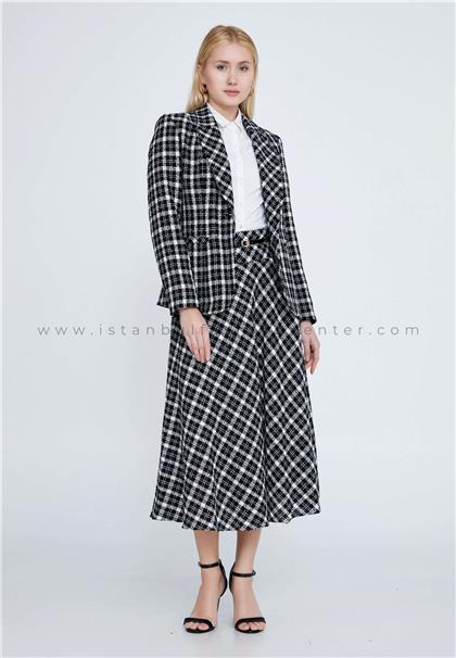 BENA LABENALong Sleeve Linen Plaid Regular Black-Ecru Two-Piece Outfit Bnafx-ce109syb