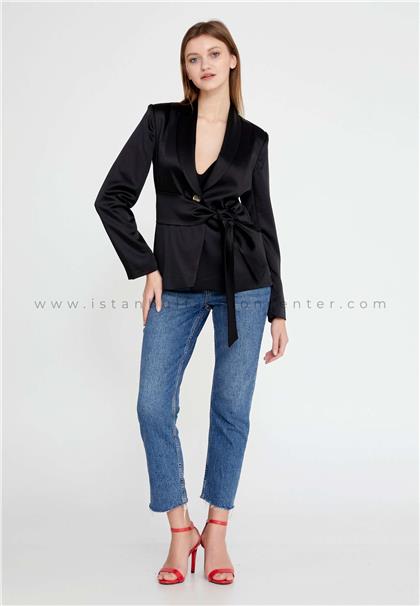 BENA LABENALong Sleeve Satin Solid Color Regular Black Jacket Bnafx-22190syh