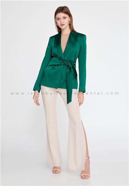 BENA LABENALong Sleeve Satin Solid Color Regular Green Jacket Bnafx-22190zmy