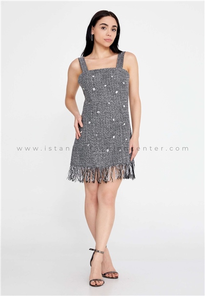 BERRİNSleeveless Mini Wool Column Regular Silver Casual Dress Ber23k5106gmu