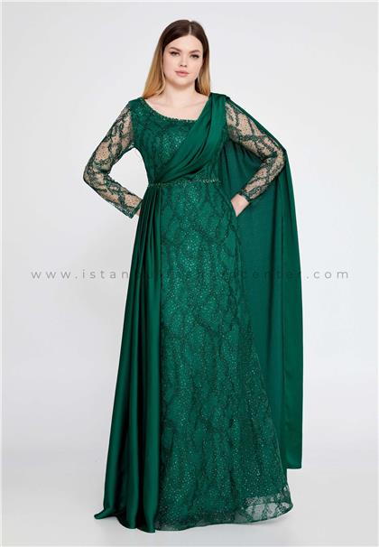 BUQLE DESIGNLong Sleeve Maxi Chiffon Column Regular Green Prom Dress Bql2425zum