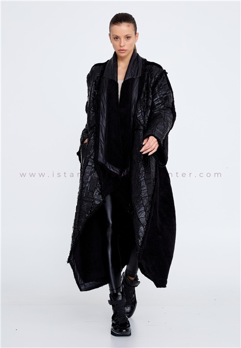 CARACLAN Polyester Solid Color Regular Black Coat Crc2276syh