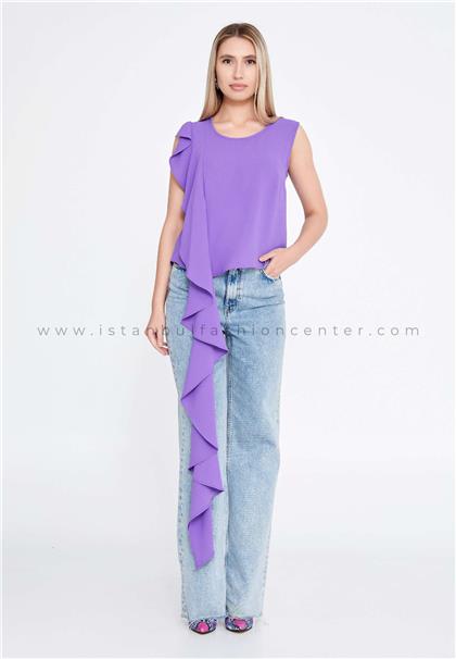 CARACLANSleeveless Solid Color Regular Purple Blouse Crc1599mor