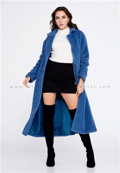 CARLA VENTURIWool Solid Color Regular Blue Coat Cav88209blu