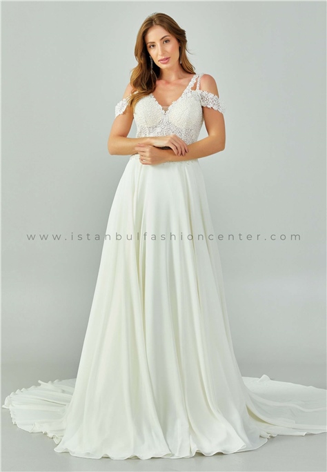 DİLEK YILMAZ BRIDALSleeveless Maxi Tulle Regular White Bridal Dress Dlydy005065kib