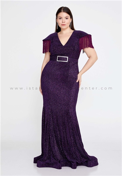 DONNA MIRANDAShort Sleeve Maxi Sequin Mermaid Plus Size Fuchsia Wedding Guest Dress Dmr3477fus