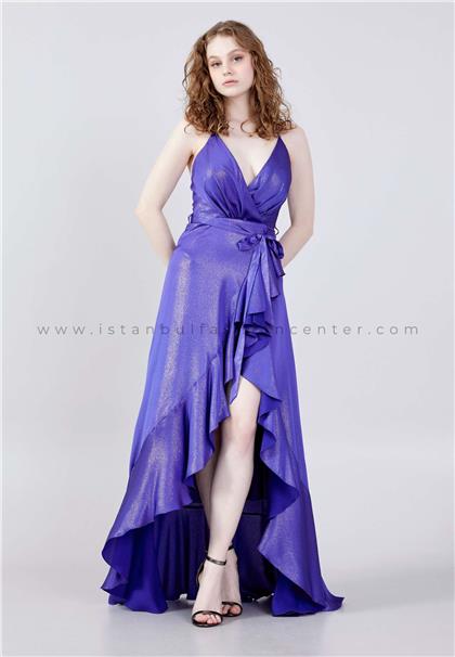 DORİDORCASleeveless High-Low Polyester Column Regular Purple Evening Dress Drd5060mor