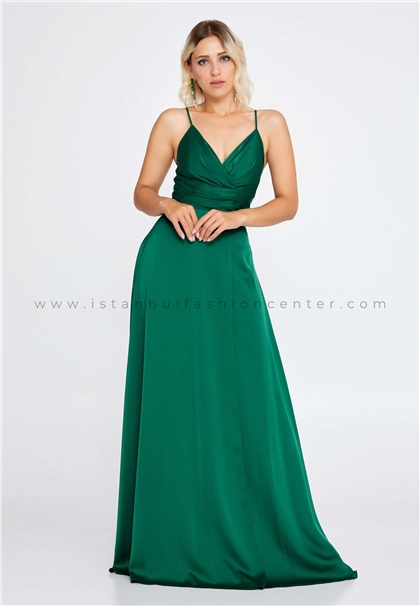 Sleeveless Maxi Satin Column Regular Green Evening Dress Drd4112ysl