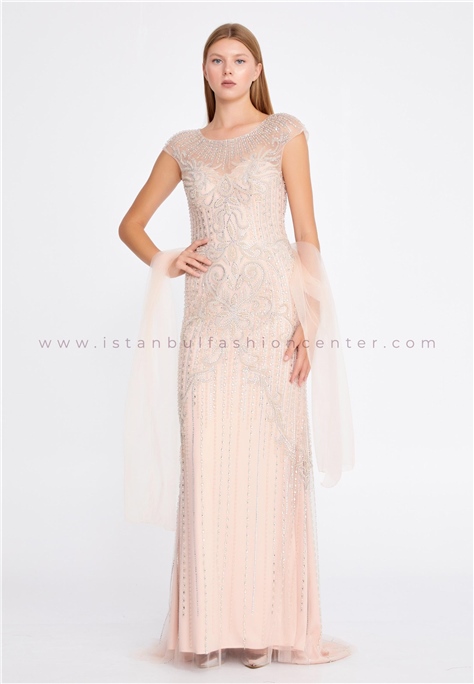 ERENTÜL Sleeveless Maxi Tulle Column Regular Pink Prom Dress Ern1175pmg