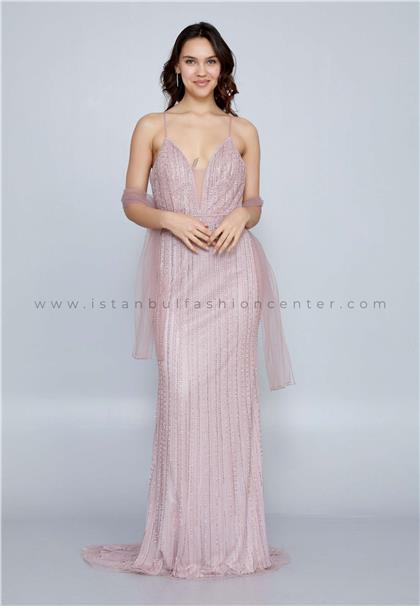 ERENTÜLSleeveless Maxi Sequin Mermaid Regular Pink Wedding Guest Dress Ern1521kyg