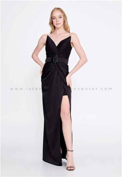 ESCOLLStrapless Maxi Satin Mermaid Regular Black Evening Dress Esc2023syh