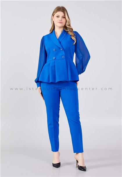 ESPOLLLong Sleeve Plus Size Blue Suit Esp2171sak