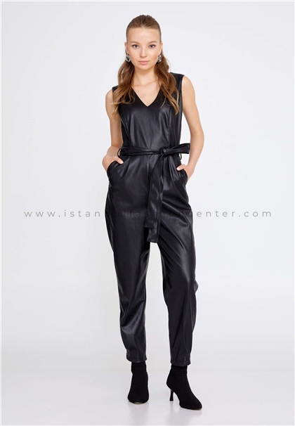 EXPLOSIONSleeveless Solid Color Jogger Regular Black Casual Jumpsuit Exp72106syh