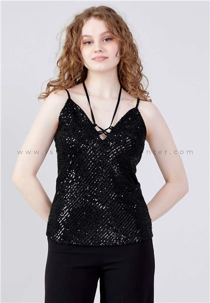 EXPLOSIONSleeveless Solid Color Regular Black Blouse Exp17835syh