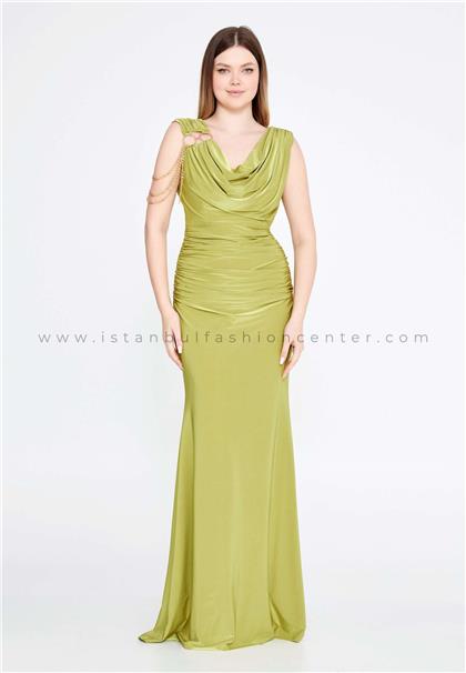 FAVELLASleeveless Maxi Lycra Mermaid Regular Green Evening Dress Fvl8617fıs