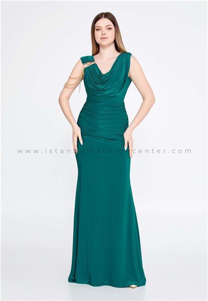 FAVELLASleeveless Maxi Lycra Mermaid Regular Green Evening Dress Fvl8617zum
