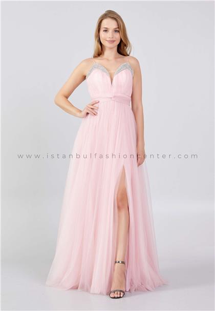FOR COSTUMESleeveless Maxi Tulle A - Line Regular Pink Wedding Guest Dress Frc8819pud