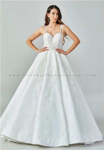 GAJ Gelinlik CoutureSleeveless Maxi Sequin Regular Ecru Wedding Dress Ggcnevakıb
