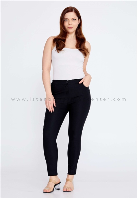 GEMKORegular Fit Plus Size Black Pants Gem22s14162-asyh