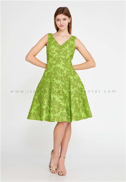 GYGESSSleeveless Mini Tulle A - Line Regular Green Prom Dress Gyg23y5100yye