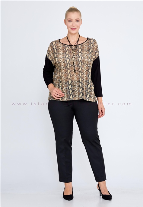 HALLMARK Long Sleeve Knitwear Animal Print Plus Size Black-Beige Sweater L2l2804leo