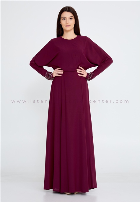 HALLMARK Long Sleeve Maxi Crepe Column Regular Burgundy Evening Dress Fvl2258mur