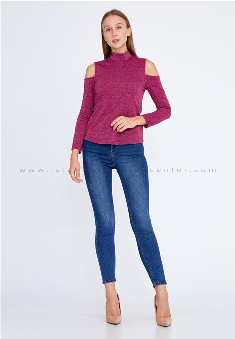 HALLMARK Long Sleeve Polyester Solid Color Regular Purple Sweater Lal2999mur