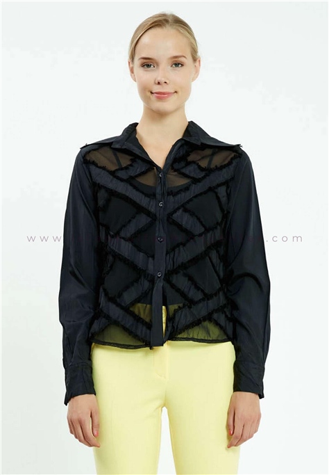 HALLMARK Long Sleeve Solid Color Regular Black Shirt Ser5338syh