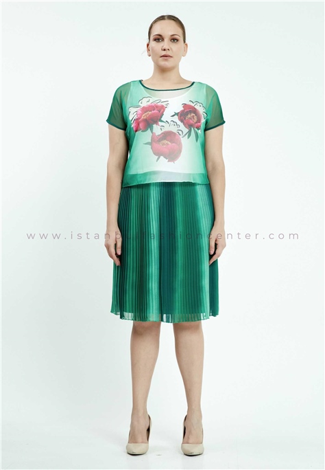 HALLMARK Short Sleeve Chiffon Floral Plus Size Green Two-Piece Outfit Ayb19y9087ysl