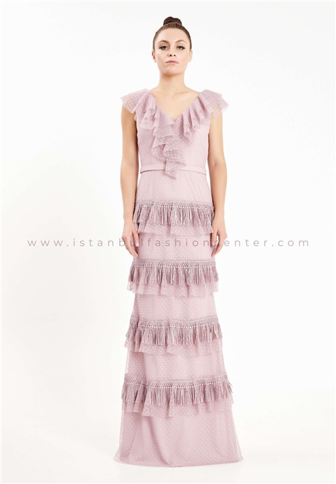 HALLMARK Short Sleeve Maxi Tulle Column Regular Pink Wedding Dress Fvl2416pud