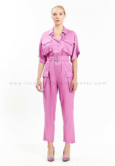 HALLMARK Short Sleeve Solid Color Regular Fit Regular Pink Casual Jumpsuit Kmy20434pem