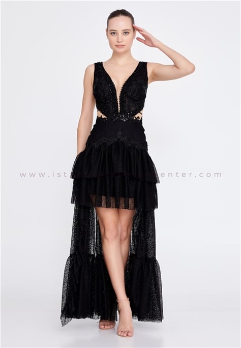 HALLMARK Sleeveless High-Low Tulle Regular Black Engagement Dress Omn755syh