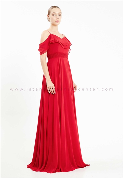 HALLMARK Sleeveless Maxi Chiffon Column Regular Red Wedding Dress Fvl2418kir