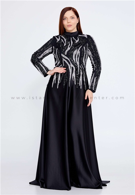 HALLMARKLong Sleeve Maxi Satin Column Plus Size Black Wedding Dress Gzk1004-1syh