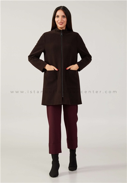 HALLMARKPolyester Solid Color Regular Brown Coat Qml6550khv