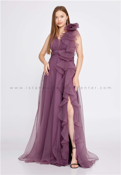 HALLMARKSleeveless Maxi Tulle A - Line Regular Purple Prom Dress Liw1229gkr