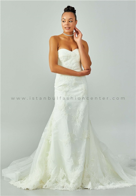 HALLMARKStrapless Maxi Lace Regular White Bridal Dress Enz00211kib