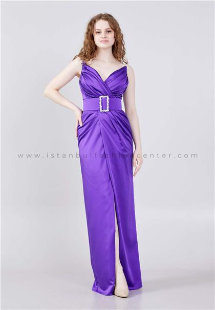 HOT CONTACTStrapless Maxi Satin Mermaid Regular Purple Evening Dress Hot5038mor