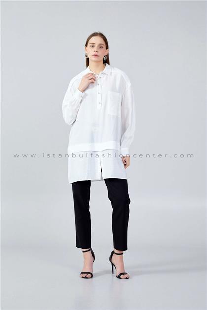 HUKKALong Sleeve Solid Color Regular White Tunic Huk23y04b084ekr