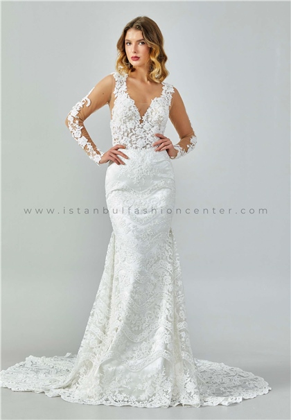 İĞNE İPLİK MODALong Sleeve Maxi Lace Regular Ecru Wedding Dress Iımugb190s20kre