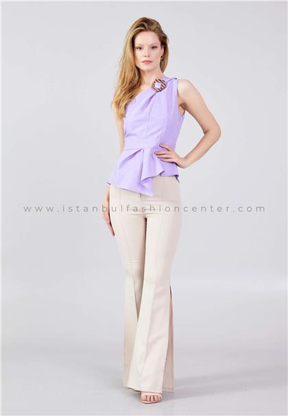 IJO & COSleeveless Solid Color Regular Purple Blouse Ijo3611lıl