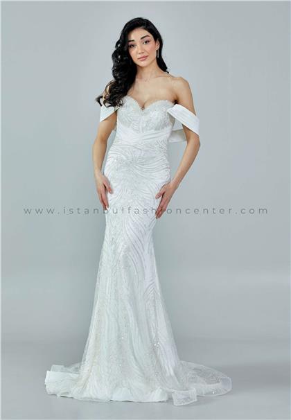JANROZ BRIDALOff Shoulder Maxi Tulle Regular White Wedding Dress Jnr3016kib