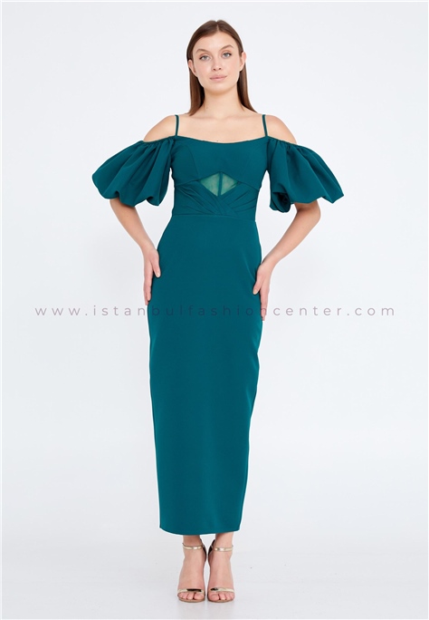 İREMOR Sleeveless Maxi Chiffon Column Regular Green Evening Dress ...