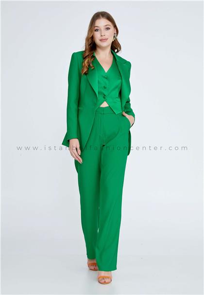JOIN MELong Sleeve Crepe Regular Green Three-Piece Outfit Jnm23-330bey