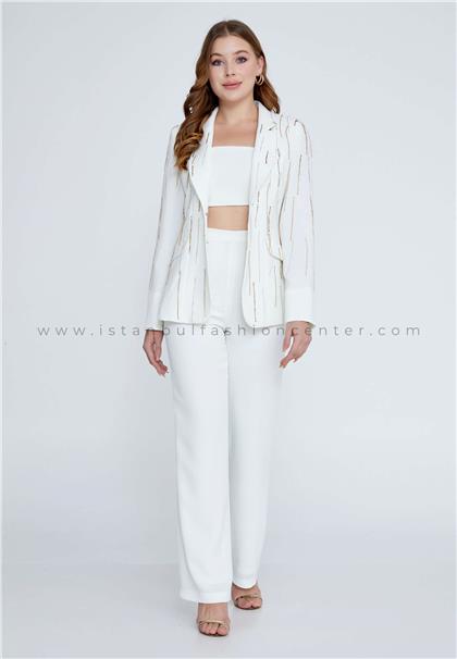 JOIN MELong Sleeve Crepe Regular White Three-Piece Outfit Jnm23-315kem