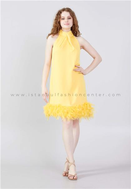 JOIN MESleeveless Midi Satin Column Regular Yellow Evening Dress Jnm23-327sar