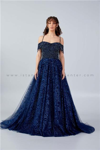 LADY GRACESleeveless Maxi Tulle A - Line Regular Navy Prom Dress Lgr1014lac