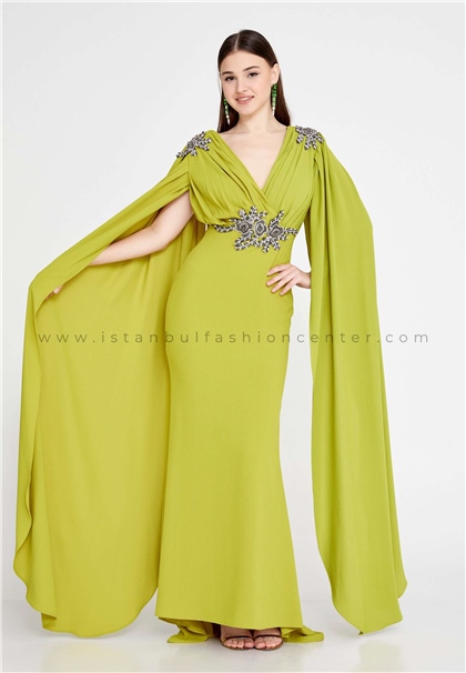 MATINILong Sleeve Maxi Crepe Mermaid Regular Green Wedding Guest Dress Mtn22114kwi