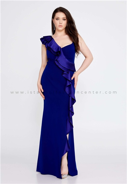 MAXRA GOVANASleeveless Maxi Satin Mermaid Plus Size Blue Wedding Dress Mxg55310-1sak