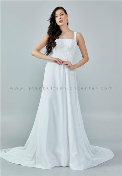MAXRA GOVANNA BRIDALSleeveless Maxi Satin Regular Ecru Wedding Dress Mgb1474kıb